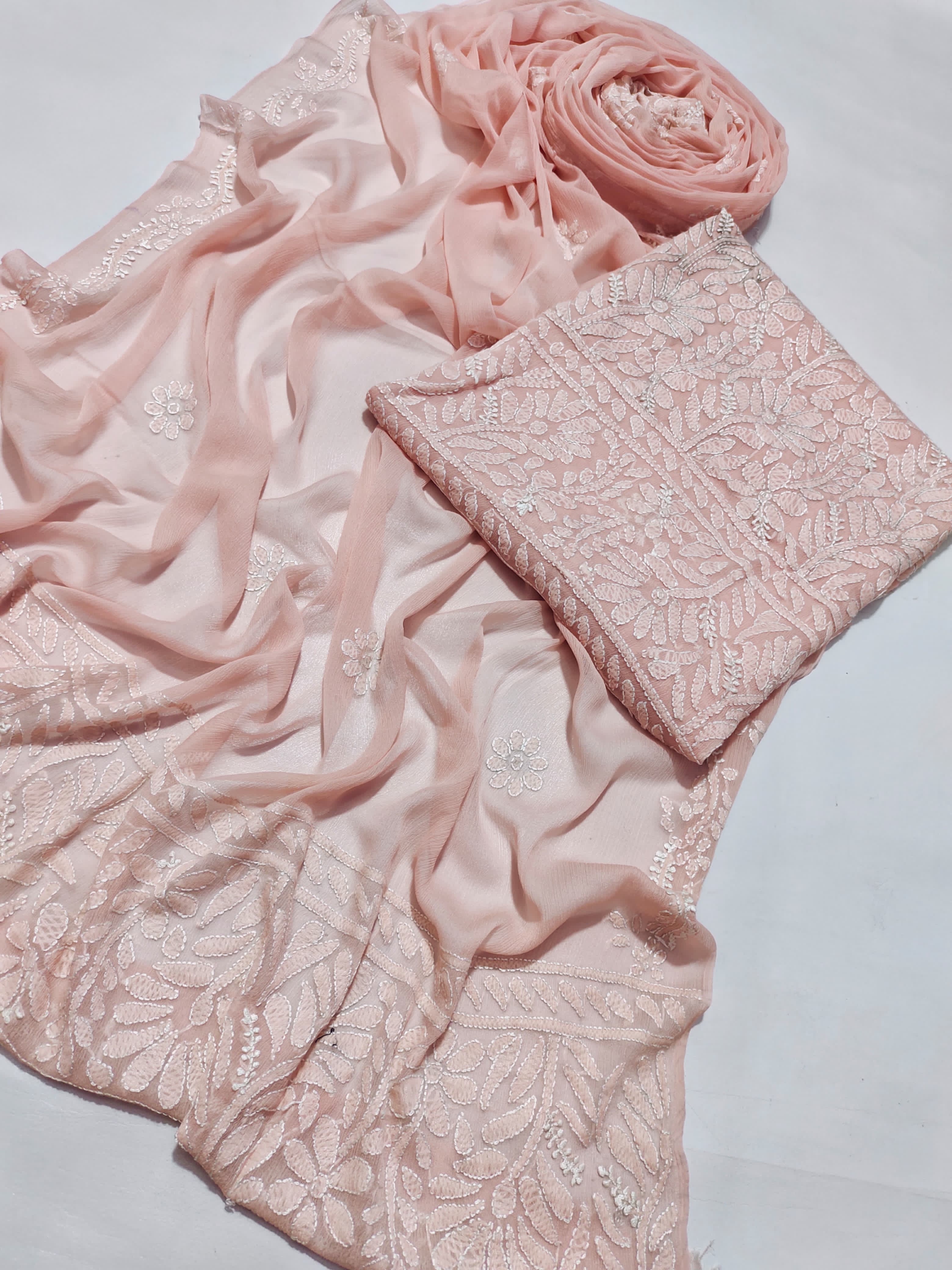 Blush Bloom – Baby Pink Hand Embroidered Raw Silk Suit