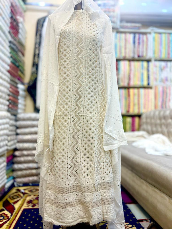 Designer-Ready Chickenkari Set – Unstitched & Dyeable