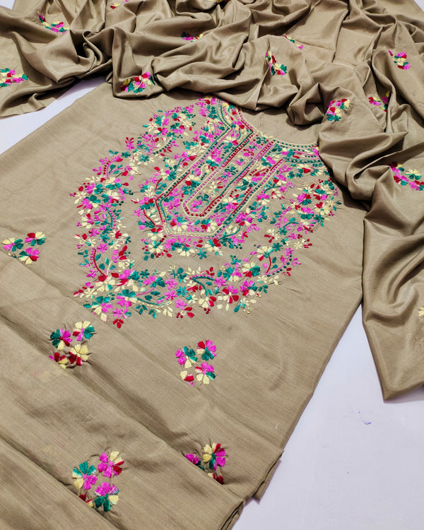 Autumn Elegance – Brown Chunri Kundan Gotta Chiffon Set