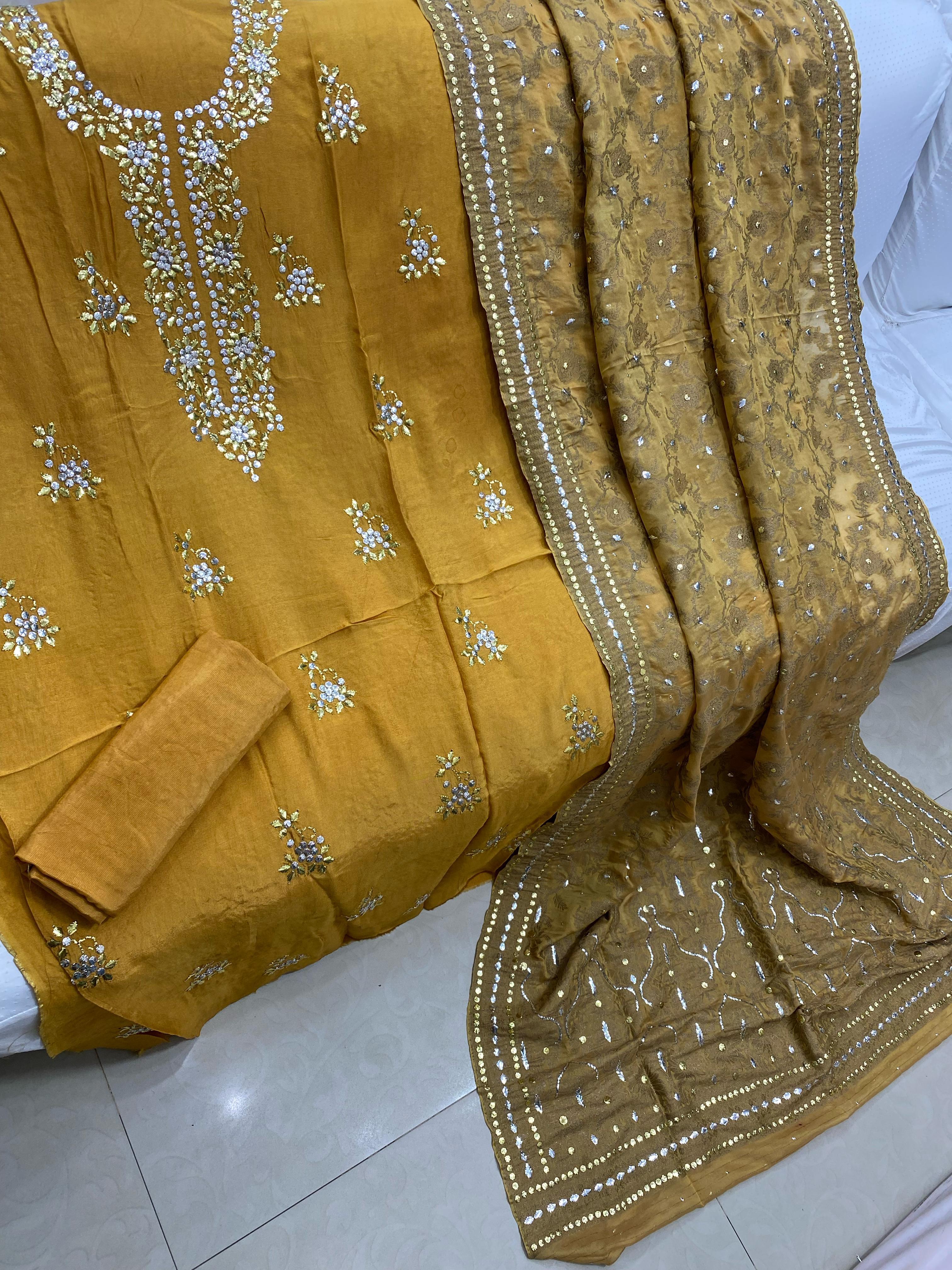 Sunlit Bloom – Yellow 3PC Unstitched Suit