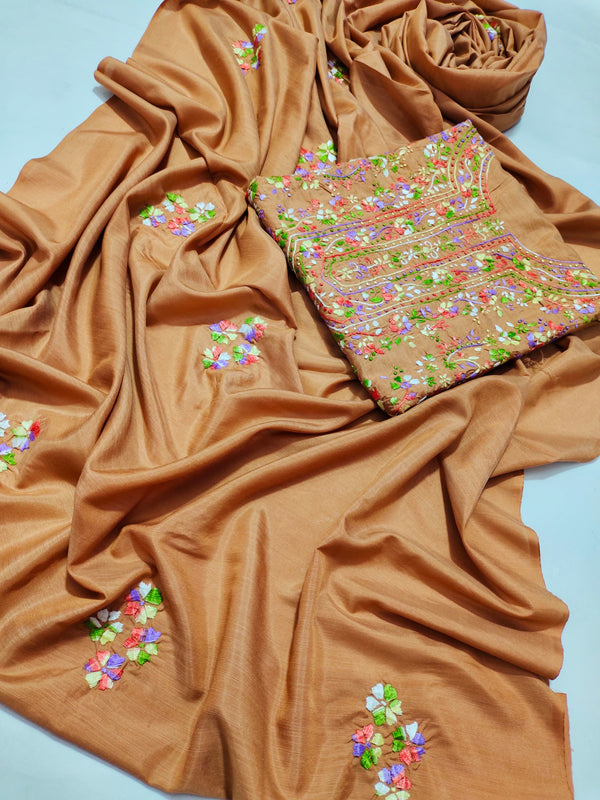 Festive Glow – Orange Chunri Kundan Gotta Chiffon Set