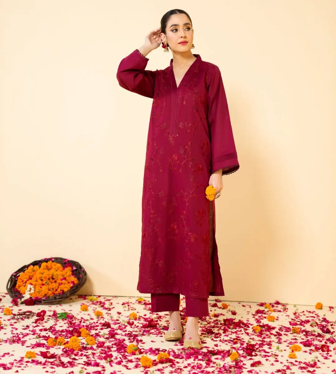 Cherry Blossom – Embroidery Co-Ords 2Pc Set