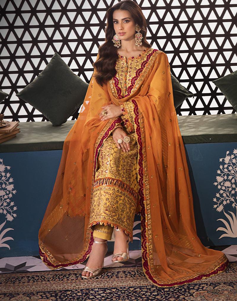 Asim Jofa Original Custom Stitched Suit – Embellished by Blossoms by Azz