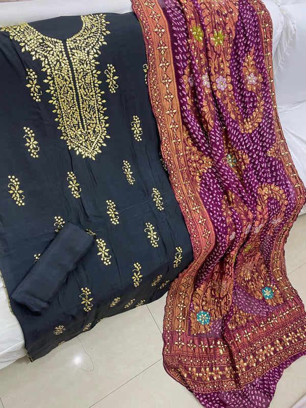 Midnight Elegance – 3PC Unstitched Suit