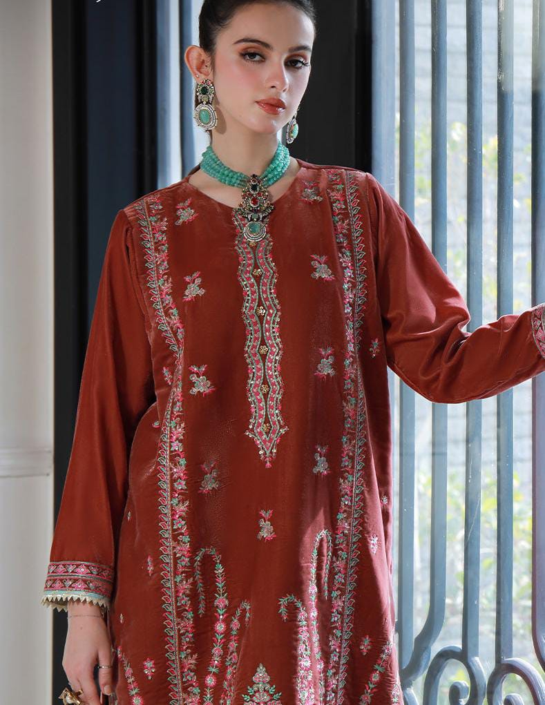 Tea Pink Luxe – Embroidered Shirt & Trouser Set