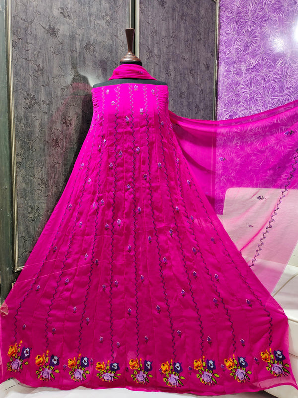 ZOHRA – Sea Green Multi-Thread Hand Embroidered Semi Stitched Anarkali Frock
